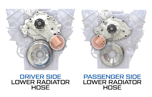 Ford Small Block Driver Side vs. Passenger Side Lower Radiator Hose